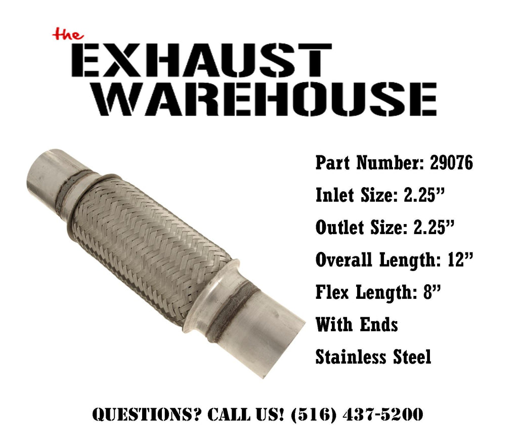 2.25" X 12" Heavy Duty Stainless Steel Exhaust Flex Pipe – 16-Gauge, Weld-On (Linen-King RK7543)