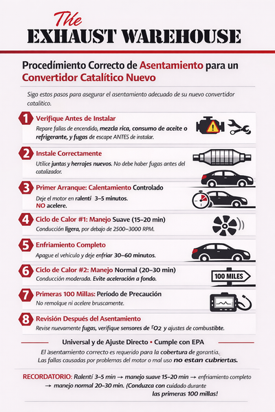 Procedimiento Correcto de Asentamiento para un Convertidor Catalítico Nuevo