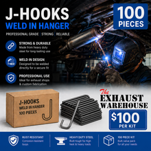 Weld-In J-Hook Exhaust Hanger Kit – 100 Pieces - Heavy Duty Steel Hangers