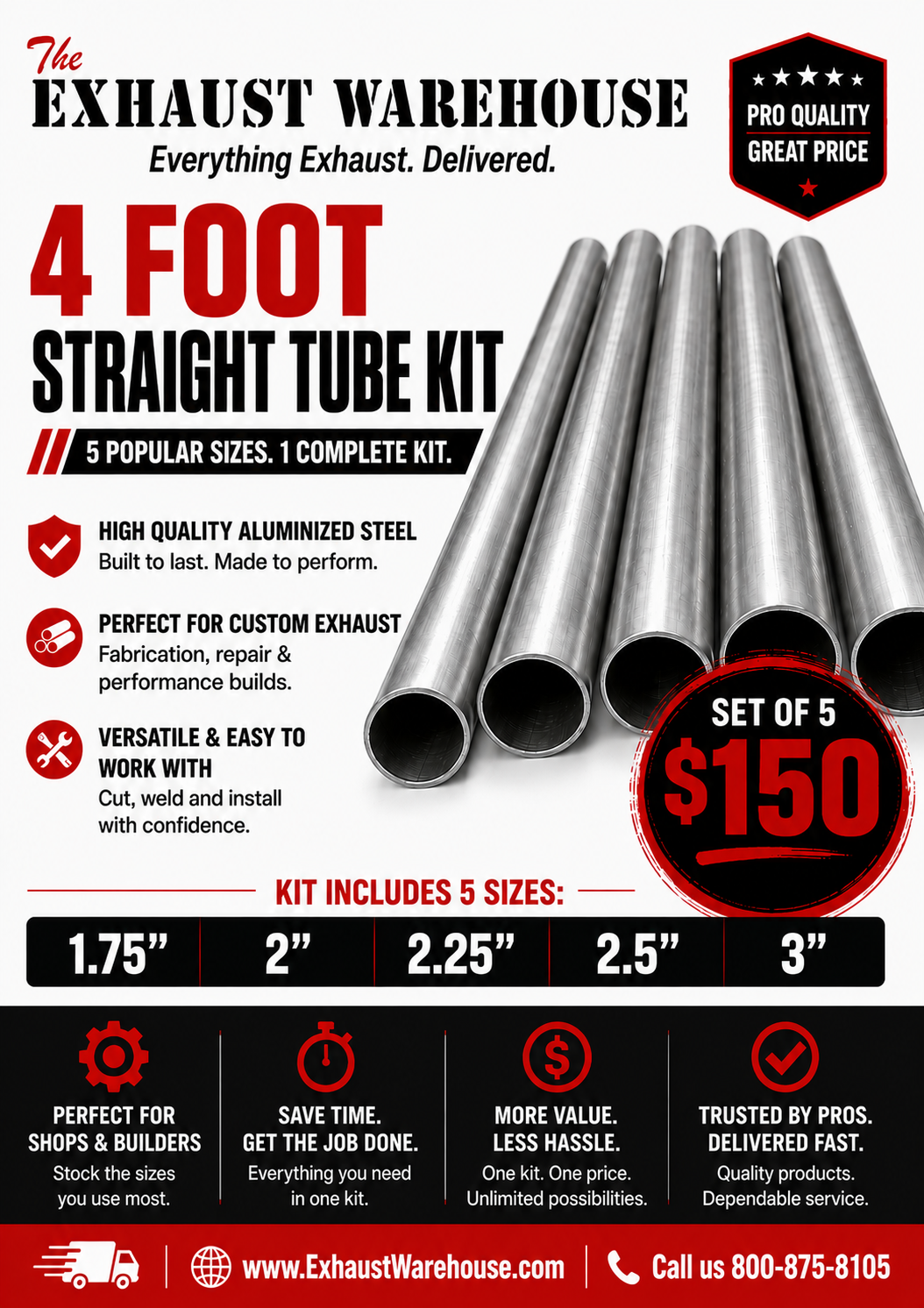 4 Foot Straight Tube Kit – 5 Most Popular Sizes
