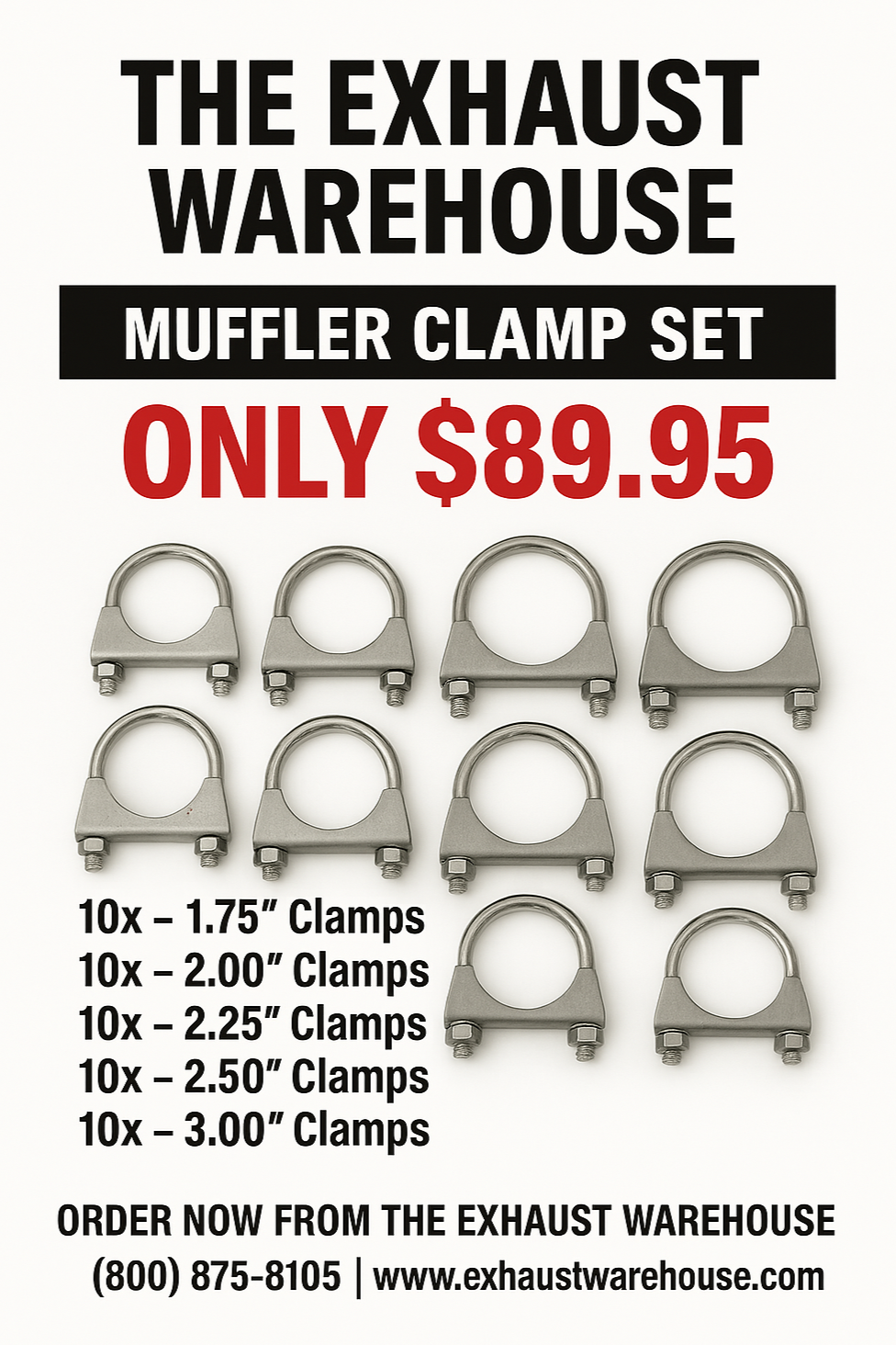 Nickson/MarWil 82/HPC175 Exhaust Muffler Clamps (2-Pack) For 1.75 To 1-3/4 Inch Pipe